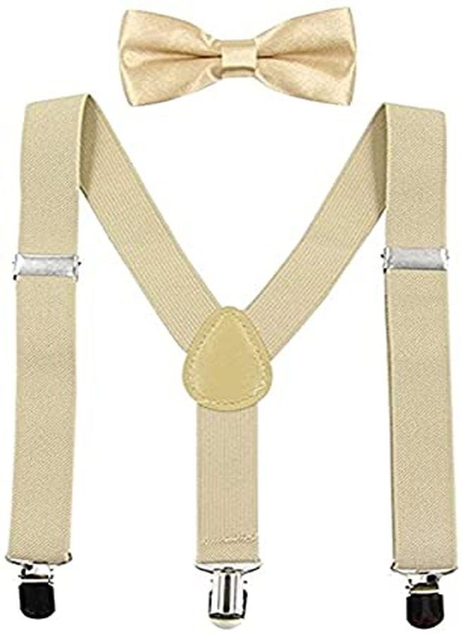 CLOTHERA Beige Suspender and Bow Tie Set with jute matched Hat for Kids 1yrs to 4yrs - Image 3