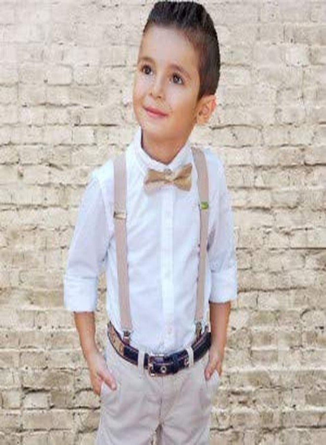 CLOTHERA Beige Suspender and Bow Tie Set with jute matched Hat for Kids 1yrs to 4yrs - Image 5