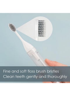 Linkidea Linkidea 2 in 1 Portable Toothbrush Built-in Tube, Refillable Toothpaste Container Case, Travel Fold Toothbrush Kit with 2 Replace Toothbrush Head and 2 Cleaning Brushes (Blue, White)  - Image 4