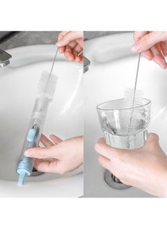 Linkidea Linkidea 2 in 1 Portable Toothbrush Built-in Tube, Refillable Toothpaste Container Case, Travel Fold Toothbrush Kit with 2 Replace Toothbrush Head and 2 Cleaning Brushes (Blue, White)  - Image 5