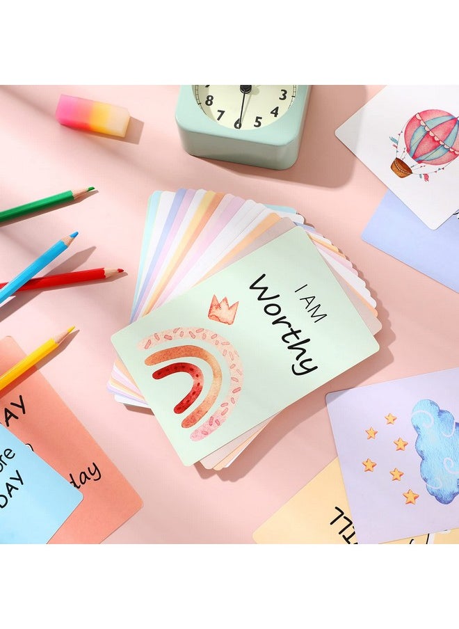 Leinuosen 48 Pcs Affirmation Cards Kids Daily Positive Affirmation Card Motivational Meditation Flash Cards Inspirational Quotes Cards With Encouragement For Christmas Kids Gifts(Boho Color)  - Image 3