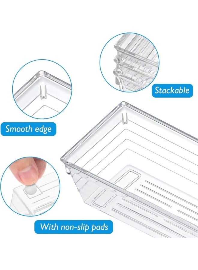 Zimtal Drawer Organizer Set of 4 Size Versatile Desk Drawer Organizers and Storage Bins for Makeup, Bedroom, Jewelry, and Kitchen/Office Devices made of Clear Plastic (14 pcs) - Image 3