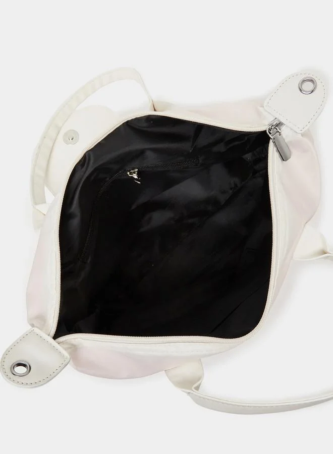 Take Two Button Flap Detail Solid Gym Bag