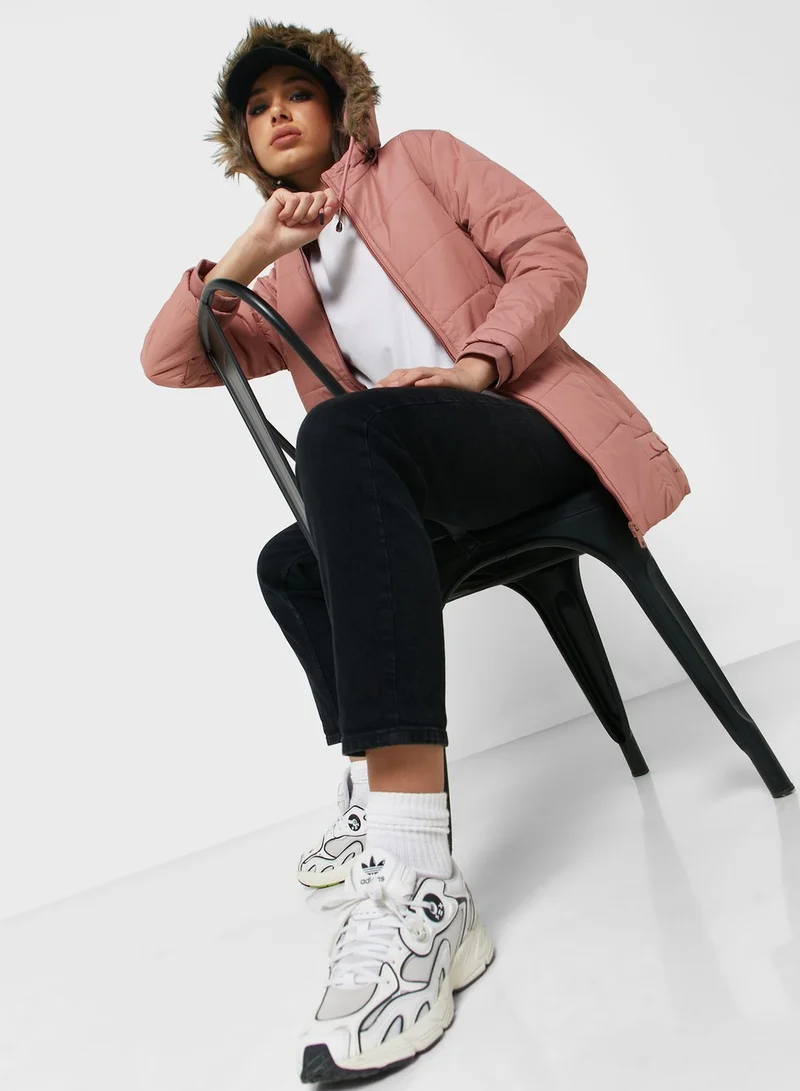 Urban Minx Urban Minx Urban Minx Longline Padded Jacket With Hood