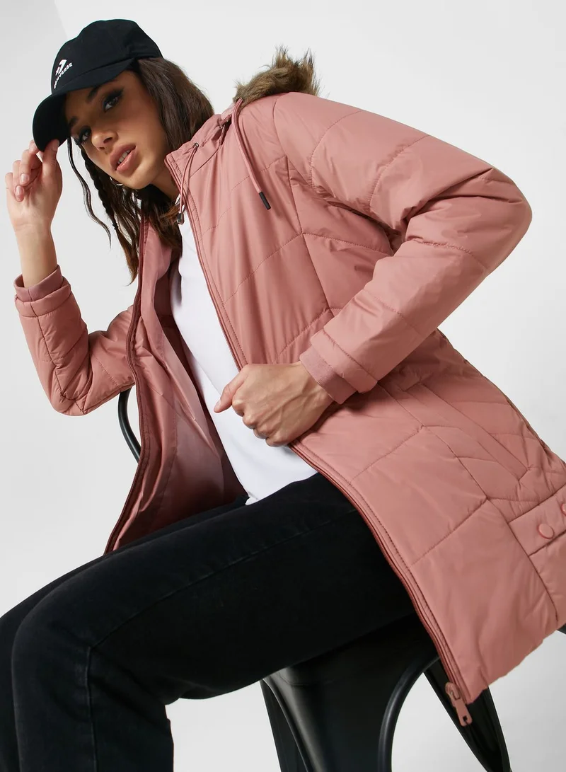 Urban Minx Urban Minx Urban Minx Longline Padded Jacket With Hood