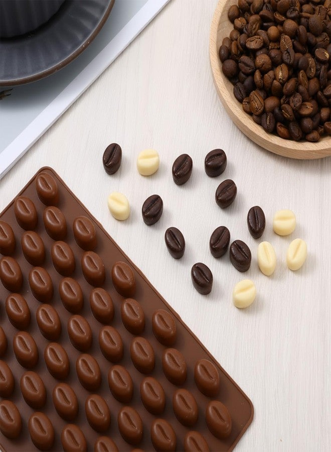 Elegaperma 2 Pcs Coffee Bean Mold, Food Grade Coffee Bean Silicone Mold with Anti-Leak Rim, 55 Cavity Coffees Beans Molds Silicone for Chocolate, Candy, Resin Crafts, Baking (Brown,Red) - Image 5
