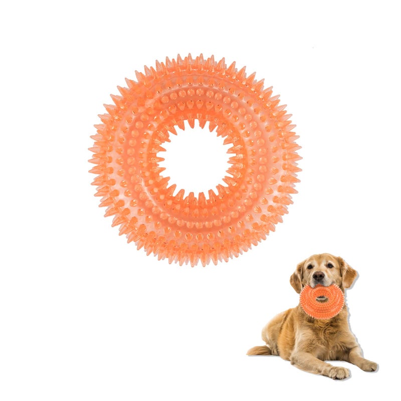 Andiker Squeaky Dog Toy TPR Chewable Dog Toys for Teeth GrindingCleaning Dogs Fetch Toys for Enhancing Interactivity Outdoor Suitable for All Dog Sizes Puppys Gifts and Dog Lovers Small Orange - Image 2