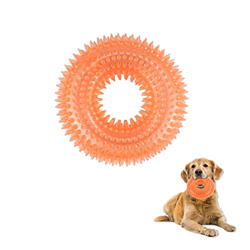Andiker Squeaky Dog Toy TPR Chewable Dog Toys for Teeth GrindingCleaning Dogs Fetch Toys for Enhancing Interactivity Outdoor Suitable for All Dog Sizes Puppys Gifts and Dog Lovers Small Orange - Image 1