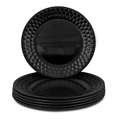 KONVIO Melamine Dinner Full Size Plates Set of 6, Unbreakable Plates (6 Pieces, 11 inches) (Rich - Black) - Image 1