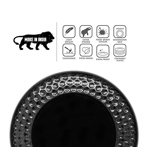 KONVIO Melamine Dinner Full Size Plates Set of 6, Unbreakable Plates (6 Pieces, 11 inches) (Rich - Black) - Image 4