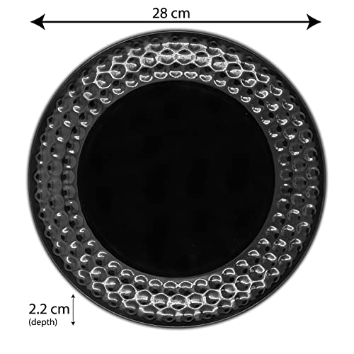 KONVIO Melamine Dinner Full Size Plates Set of 6, Unbreakable Plates (6 Pieces, 11 inches) (Rich - Black) - Image 3