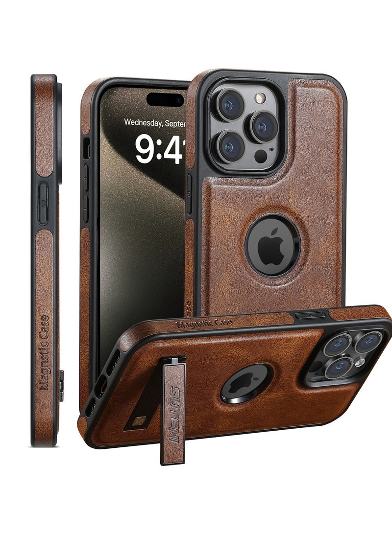 عام غطاء جلد مغناطيسي لجهاز iPhone 16 Pro Max مع حامل غير مرئي مدمج [متوافق مع MagSafe]، حافظة رفيعة للحماية مع حامل لجهاز iPhone 16 Pro Max (2024) بحجم 6.9 بوصة - Image 1