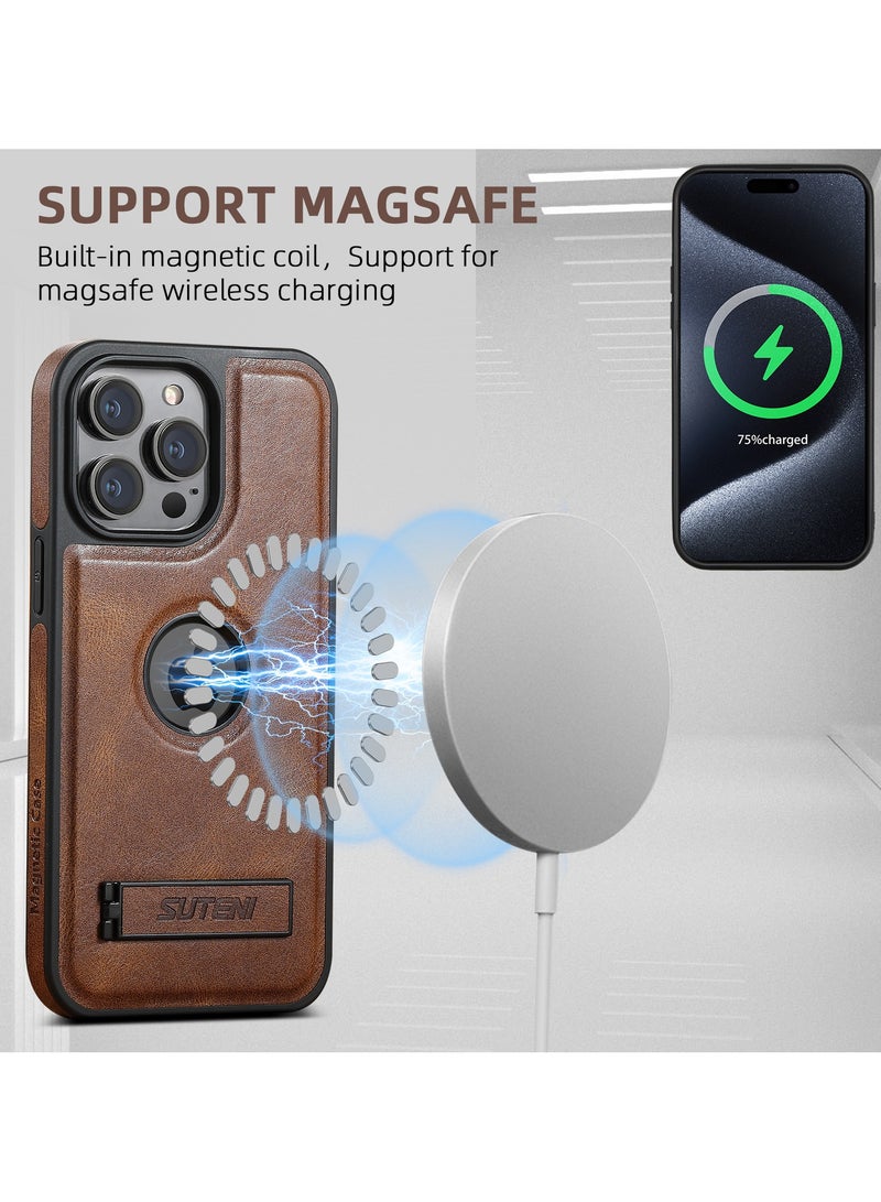 عام غطاء جلد مغناطيسي لجهاز iPhone 16 Pro Max مع حامل غير مرئي مدمج [متوافق مع MagSafe]، حافظة رفيعة للحماية مع حامل لجهاز iPhone 16 Pro Max (2024) بحجم 6.9 بوصة - Image 3