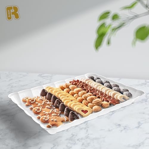 R-kay 6 Pack White Serving Tray - 9 x 13 Inch, Heavy Duty White Serving Trays and Platters for Party - Premium Serving Platters - Image 3
