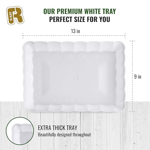 R-kay 6 Pack White Serving Tray - 9 x 13 Inch, Heavy Duty White Serving Trays and Platters for Party - Premium Serving Platters - Image 4