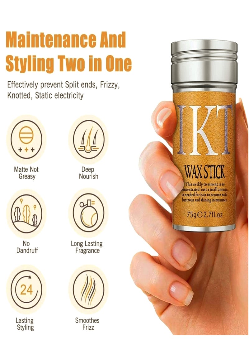 IKT Hair Wax (2 Pack) Stick for Smooth Wigs, Non-Greasy Styling Solution for Flyaways, Edges, and Frizz , IKT Wax Stick for Hair, Slick Stick for Hair Non-greasy Styling IKT Hair Pomade Stick, Strong Hold Makes Hair Look Neat and Tidy - (75g e 2.7 fl.oz x 2) - Image 2