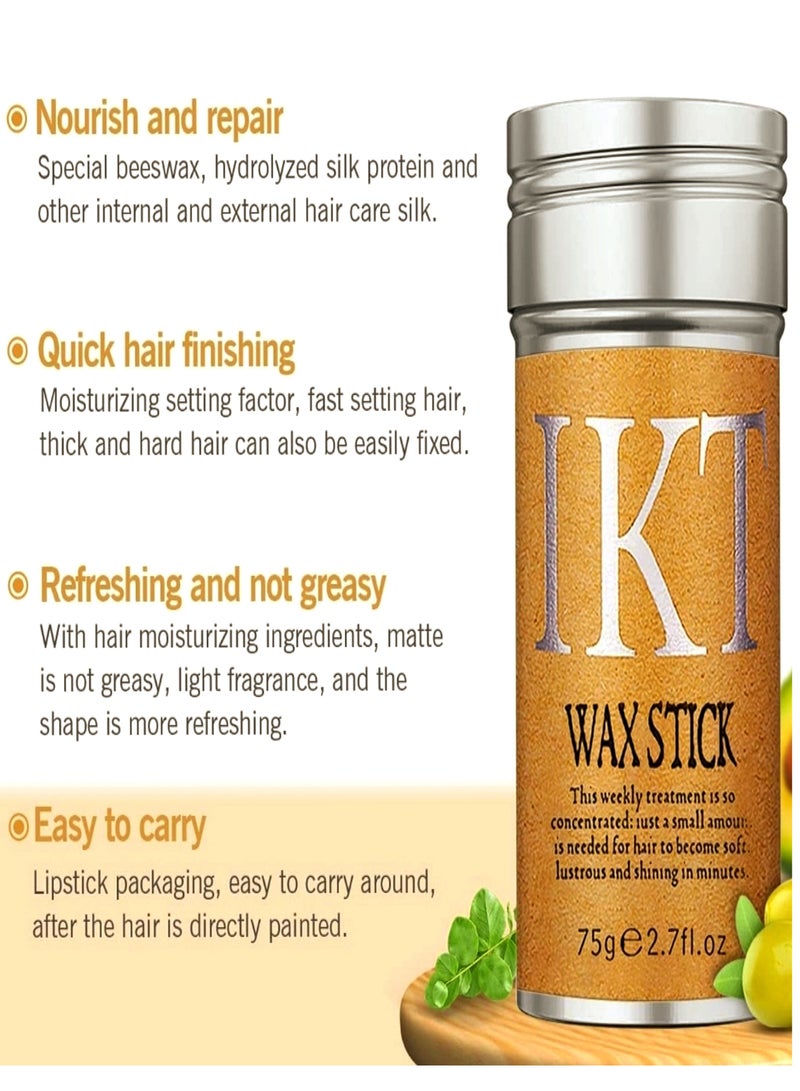 IKT Hair Wax (2 Pack) Stick for Smooth Wigs, Non-Greasy Styling Solution for Flyaways, Edges, and Frizz , IKT Wax Stick for Hair, Slick Stick for Hair Non-greasy Styling IKT Hair Pomade Stick, Strong Hold Makes Hair Look Neat and Tidy - (75g e 2.7 fl.oz x 2) - Image 4