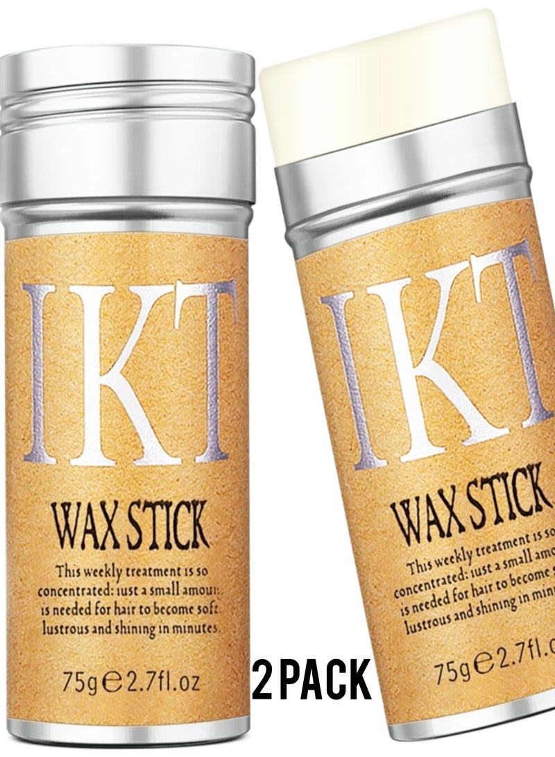 IKT Hair Wax (2 Pack) Stick for Smooth Wigs, Non-Greasy Styling Solution for Flyaways, Edges, and Frizz , IKT Wax Stick for Hair, Slick Stick for Hair Non-greasy Styling IKT Hair Pomade Stick, Strong Hold Makes Hair Look Neat and Tidy - (75g e 2.7 fl.oz x 2) - Image 1