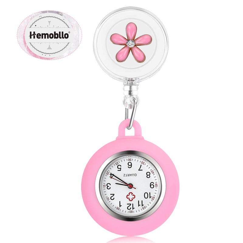 Hemobllo Nurse Watch - Nurse Lapel Watch Clip On Watch Retractable Nurse Fob Watch Cute Flower Nursing Watch for Nurse Doctor - Image 2