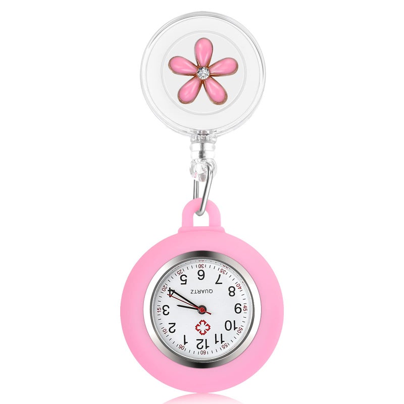 Hemobllo Nurse Watch - Nurse Lapel Watch Clip On Watch Retractable Nurse Fob Watch Cute Flower Nursing Watch for Nurse Doctor - Image 1