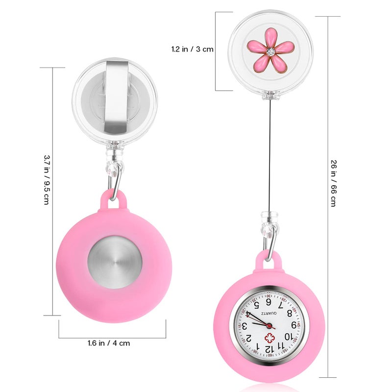 Hemobllo Nurse Watch - Nurse Lapel Watch Clip On Watch Retractable Nurse Fob Watch Cute Flower Nursing Watch for Nurse Doctor - Image 3