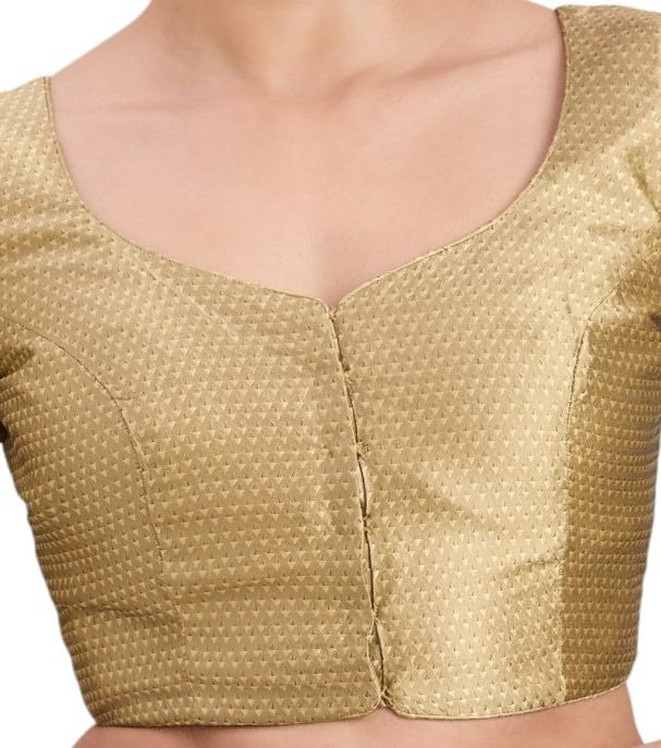 Studio Shringaar Women's Resham Brocade Readymade Saree Blouse(Gold, 38) - Image 5