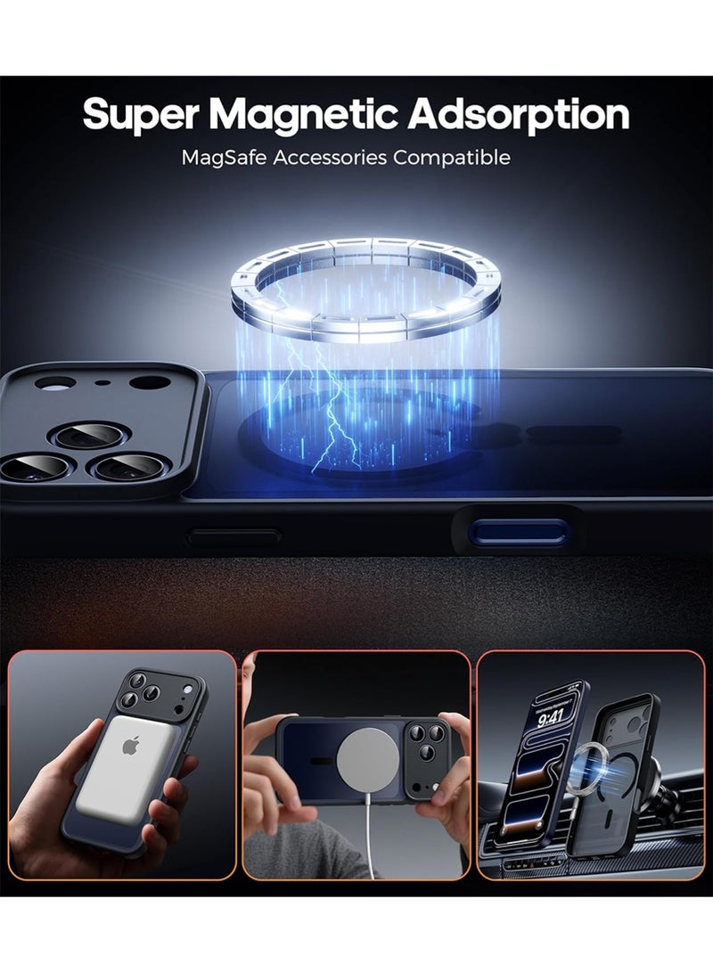 WRISTWISE Case Cover for iPhone 17 Pro, with 2 Tempered Glass Screen Protectors, [Camera Protection] Magnetic Matte Translucent Case with Thin Shockproof Back Cover, Black - Image 3