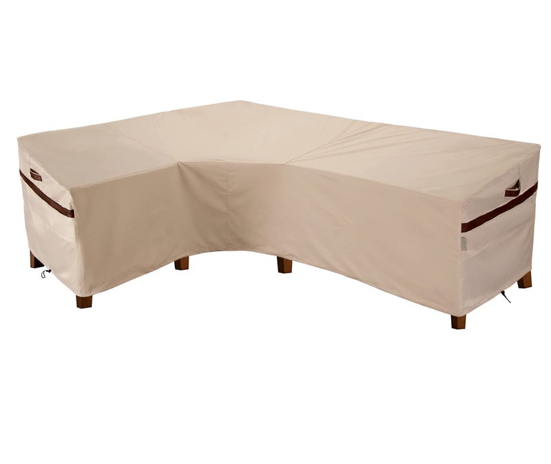 PATIOASIS أريكة خارجية على شكل حرف L من باتيو أوزيس 85L x 106L x 34D x 3126H غطاء مقاوم للماء لأثاث الفناء غطاء أريكة قسم على شكل حرف L مواجهة لليسار مقاوم للرياح ومقاوم للماء ومقاوم للأشعة فوق البنفسجية