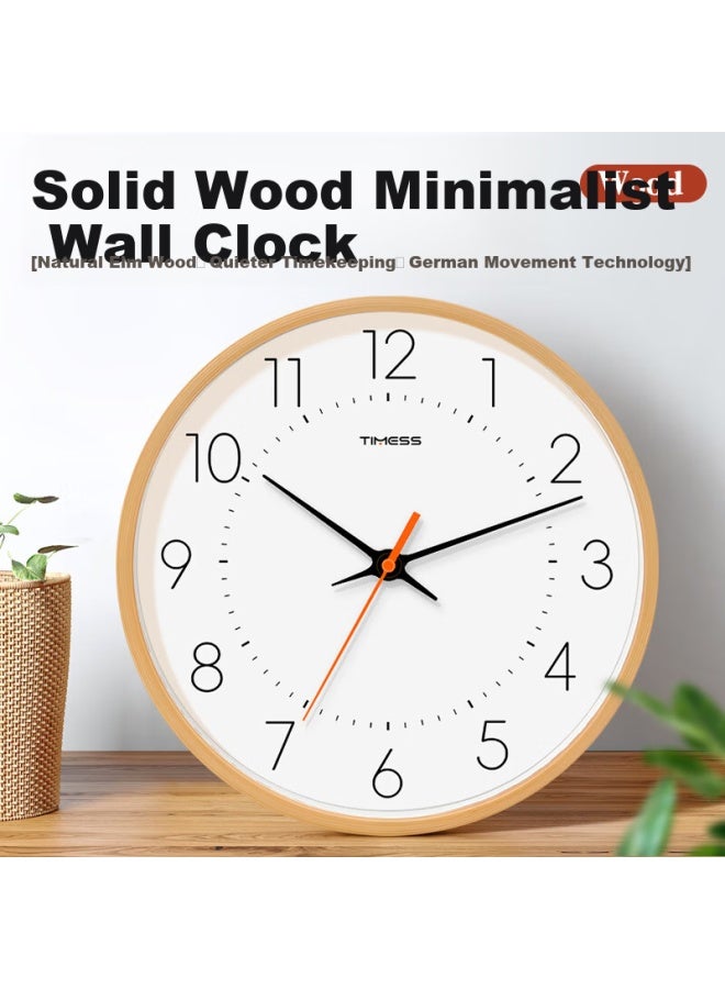Timess Solid Wood Wall Clock, Living Room Timepiece, Wall-mounted Clock, Home Use Model, Creative And Simple Design, No Drilling Required, Quartz Clock, 35cm - Image 3
