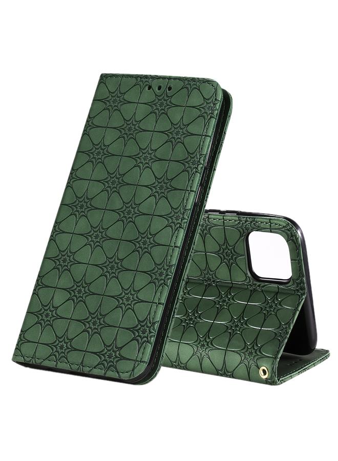 اس-توب جراب لهاتف OPPO Realme C11، جراب جلدي مغناطيسي أفقي قابل للطي مع حامل وفتحات للبطاقات، مزين بنقش زهور محظوظة - Image 1