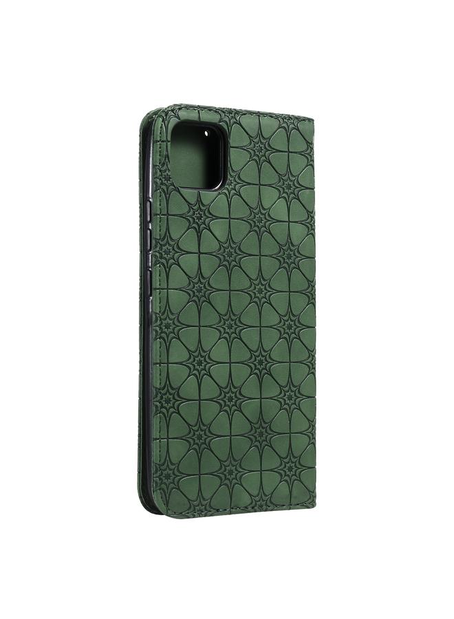 اس-توب جراب لهاتف OPPO Realme C11، جراب جلدي مغناطيسي أفقي قابل للطي مع حامل وفتحات للبطاقات، مزين بنقش زهور محظوظة - Image 3