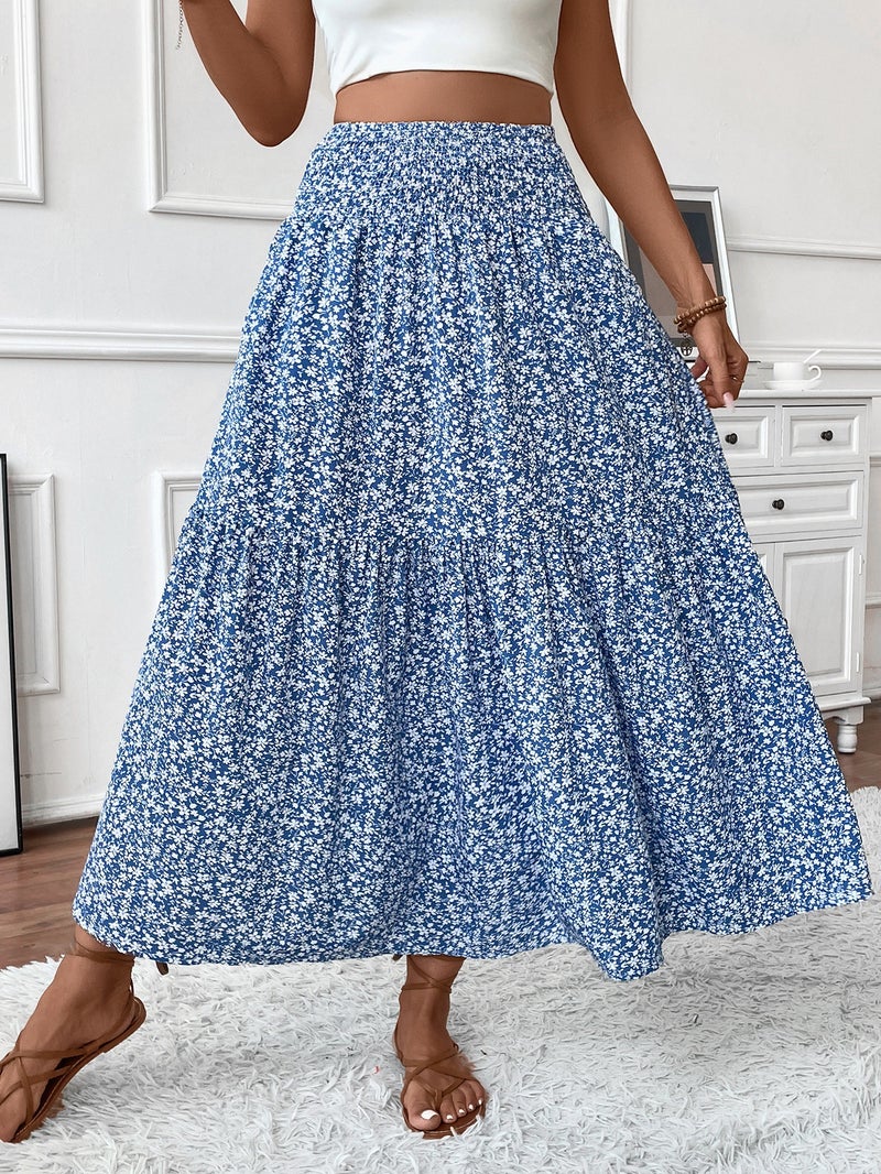 Floral Layered Long Skirt for Women