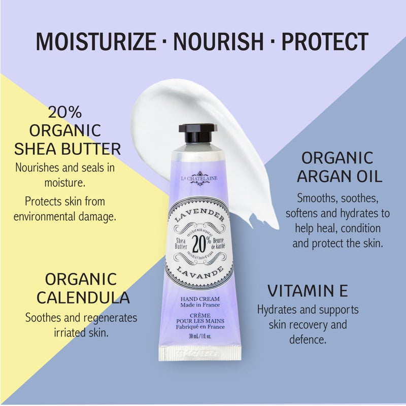 La Chatelaine French Hand Cream Trio Tin, Holiday Gift Set, Hand Lotion for Women, Made in France with 20% Organic Shea Butter (Lavender, Lychee Bilberry & Lemon Verbena or Citrus Fizz) 3 x 1 fl oz - Image 3