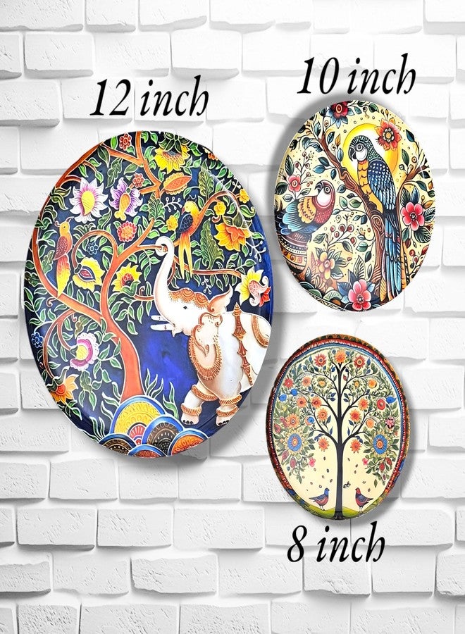 Noblenest 3 Pcs Madhubani Metal Wall Plates 12, 10, 8 Inch, Wall Decoration Items For Living Room, Bedroom, Office | Wall Decor, Gift Items, Wall Hanging Decorations (Madhubani 3) - Image 2
