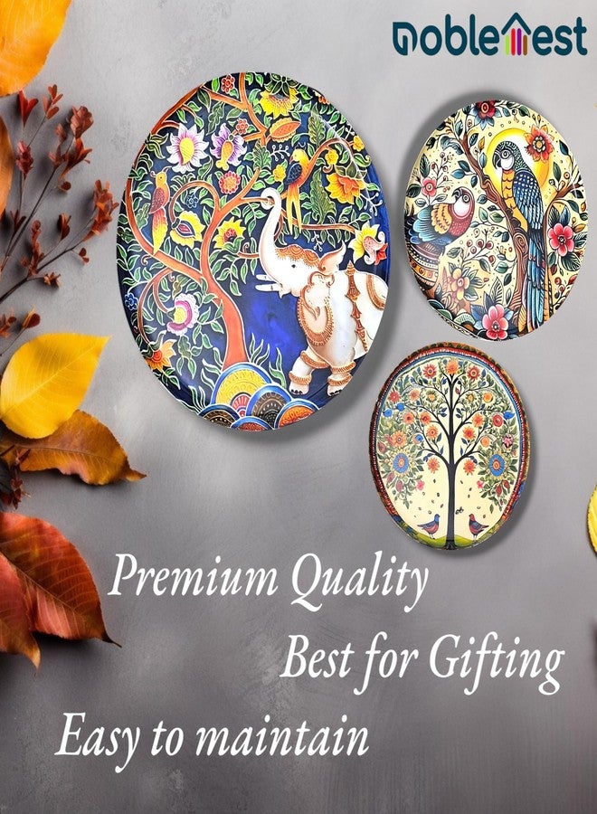 Noblenest 3 Pcs Madhubani Metal Wall Plates 12, 10, 8 Inch, Wall Decoration Items For Living Room, Bedroom, Office | Wall Decor, Gift Items, Wall Hanging Decorations (Madhubani 3) - Image 4