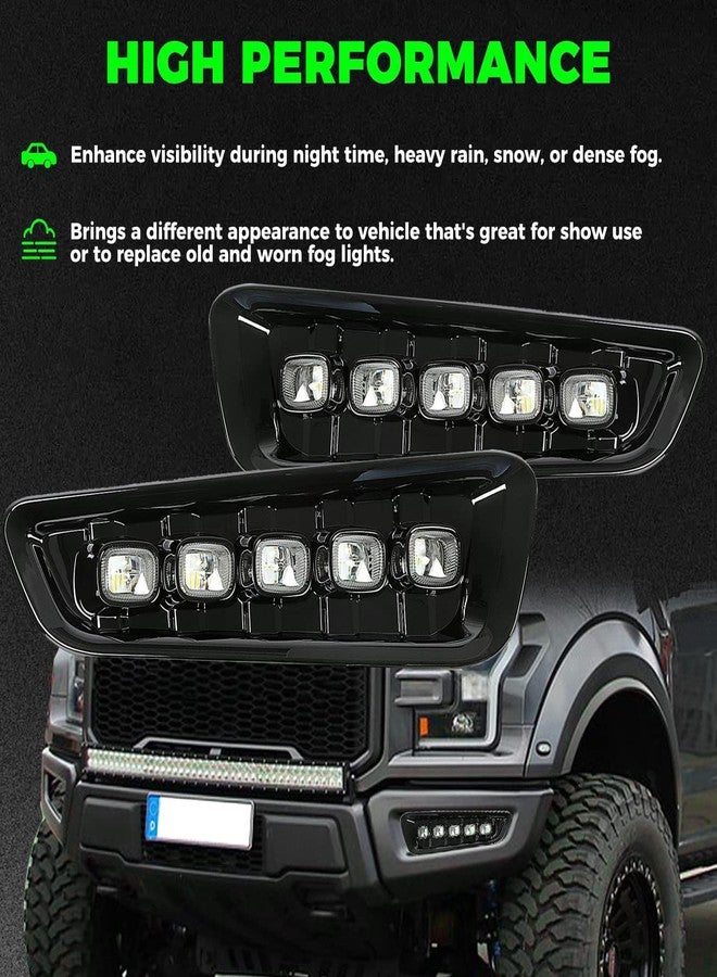 HECASA LED Fog Light Compatible with 2017-2020 Ford F-150 Raptor Daytime Running Lamp DRL w/Turn Signal Light Light Black Bezel Plastic - Image 3