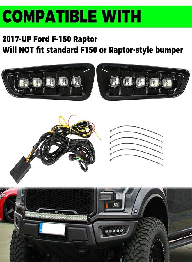 HECASA LED Fog Light Compatible with 2017-2020 Ford F-150 Raptor Daytime Running Lamp DRL w/Turn Signal Light Light Black Bezel Plastic - Image 2