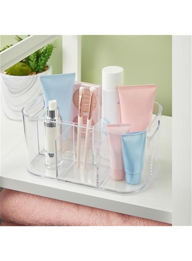 Arabest Bliss 5-Compartment Plastic Cosmetics Storage Organizer | Clear | Rectangular Divided Makeup Bin & Vanity Caddy with Pass-Through Handles | Round Corner Design | Made in USA  - Image 3