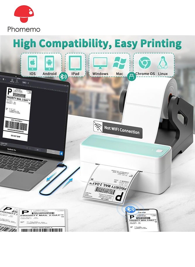 phomemo 241-BT Bluetooth Thermal Label Printer, 4X6" Wireless Shipping Label Printer for Small Business, Label Printer for Shipping Packages, Compatible with iPhone, Android  (Green) - Image 3