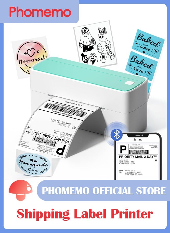 phomemo 241-BT Bluetooth Thermal Label Printer, 4X6" Wireless Shipping Label Printer for Small Business, Label Printer for Shipping Packages, Compatible with iPhone, Android  (Green) - Image 1