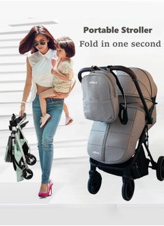 Kidilo Light weight Stroller, Ultra-Compact Fold & Airplane Ready Travel Stroller, Near Flat Recline Seat, Cup Holder, Raincover & Travel Backpack Light Brown  - Image 2