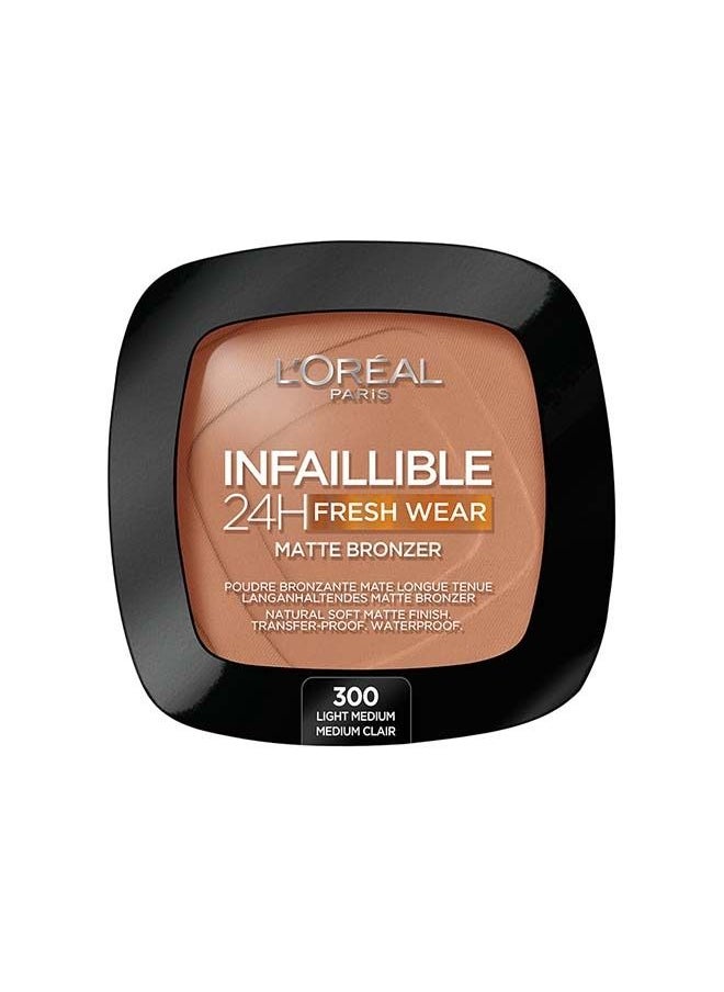 L'OREAL PARIS برونزر إنفاليبل 24 ساعة فريش وير 300 متوسط فاتح  - Image 1