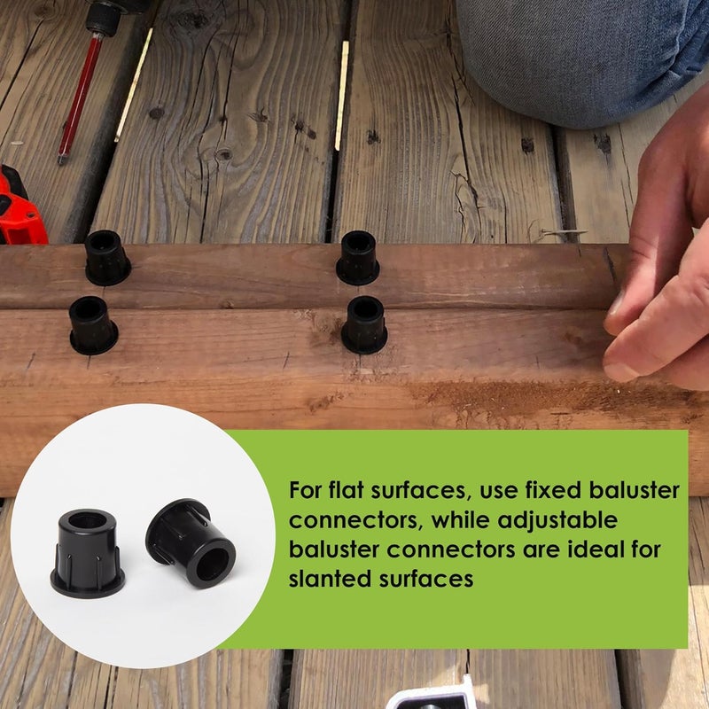 FENCE & DECK RITE Baluster Connectors for 3/4" Metal Balusters, Made with Black Polypropylene 3/4" for Stairs & Decks (Black Polypropylene, Baluster Connectors (50)) - Image 5