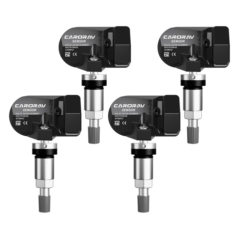 56029398AB TPMS Sensor Tire Pressure Sensor Replacement for Chrysler Jeep Wrangler Dodge Ram 1500 2500 3500 Replaces 68142397AA 68241067AA 4Pack 433MHz