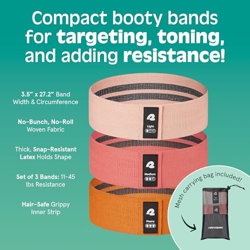 Retrospec Engage Booty Bands Resistance Band Set for Working Out & Exercise - Lightweight & Portable for Men & Women - Image 2
