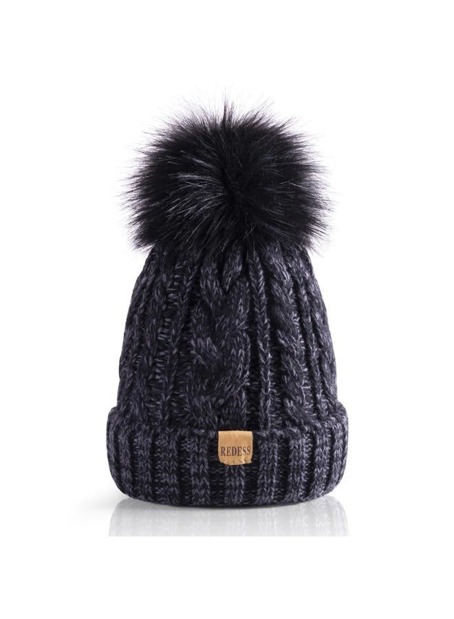 REDESS Women Winter Pompom Beanie Hat with Warm Fleece Lined, Thick Slouchy Snow Knit Skull Ski Cap - Image 1