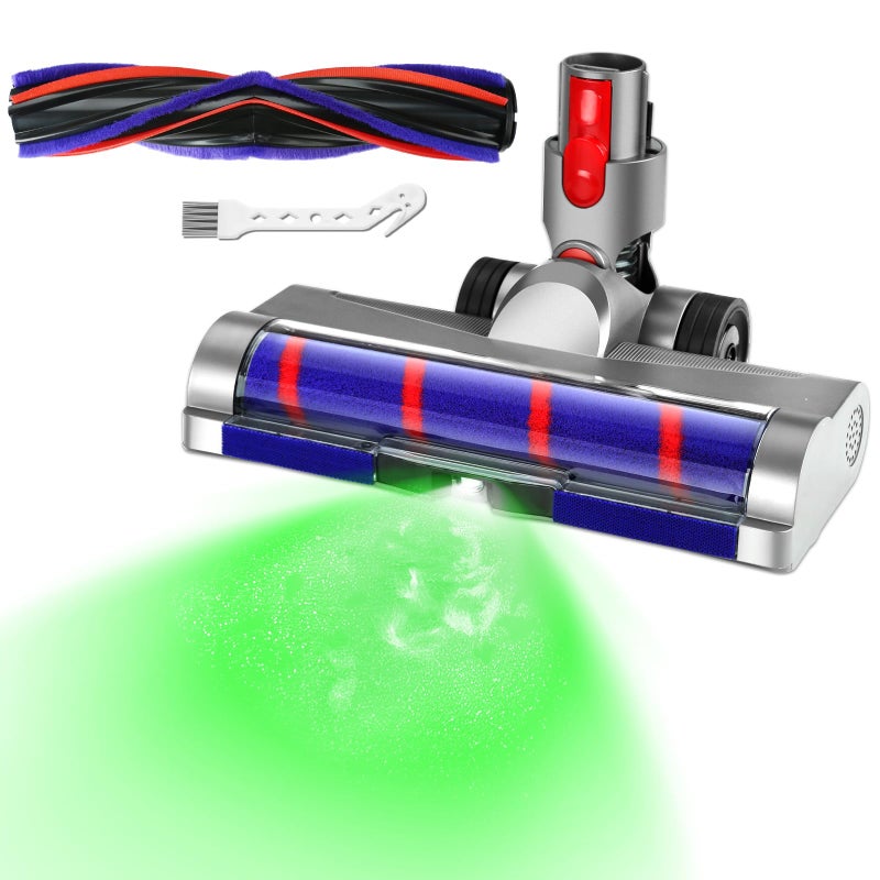 Lemige LED Green Light Head Replacement Parts for Dyson V7 V8 V10 V11 V15 Cordless Vacuum Cleaner, Quick Release LED Light Attachments, Anti-Tangle and Soft Brush Roller for Carpets, Rugs, Hard Floor - Image 1