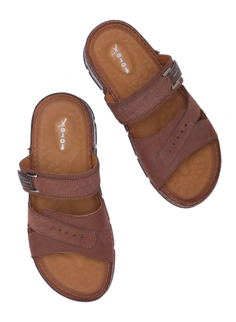 Men's Medical Open Toe Slippers - Genuine Leather with Padded Footbed and Metal Buckle - Image 3