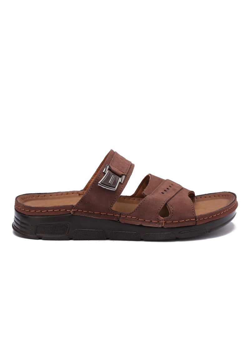 Men's Medical Open Toe Slippers - Genuine Leather with Padded Footbed and Metal Buckle - Image 5