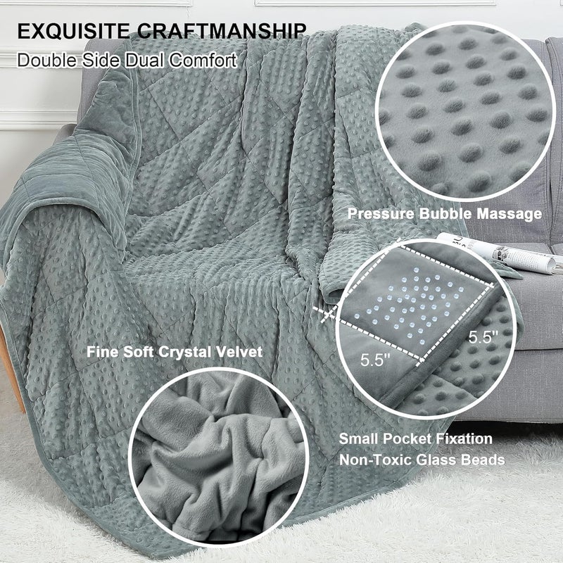 Alomidds Weighted Blanket, Luxury Velvet Weighted Blankets for Adults,Warm and Breathable Soft and Comfort Minky, Heavy Blanket with Premium Glass Beads (48"x72",20lbs Twin Size - Grey) - Image 2